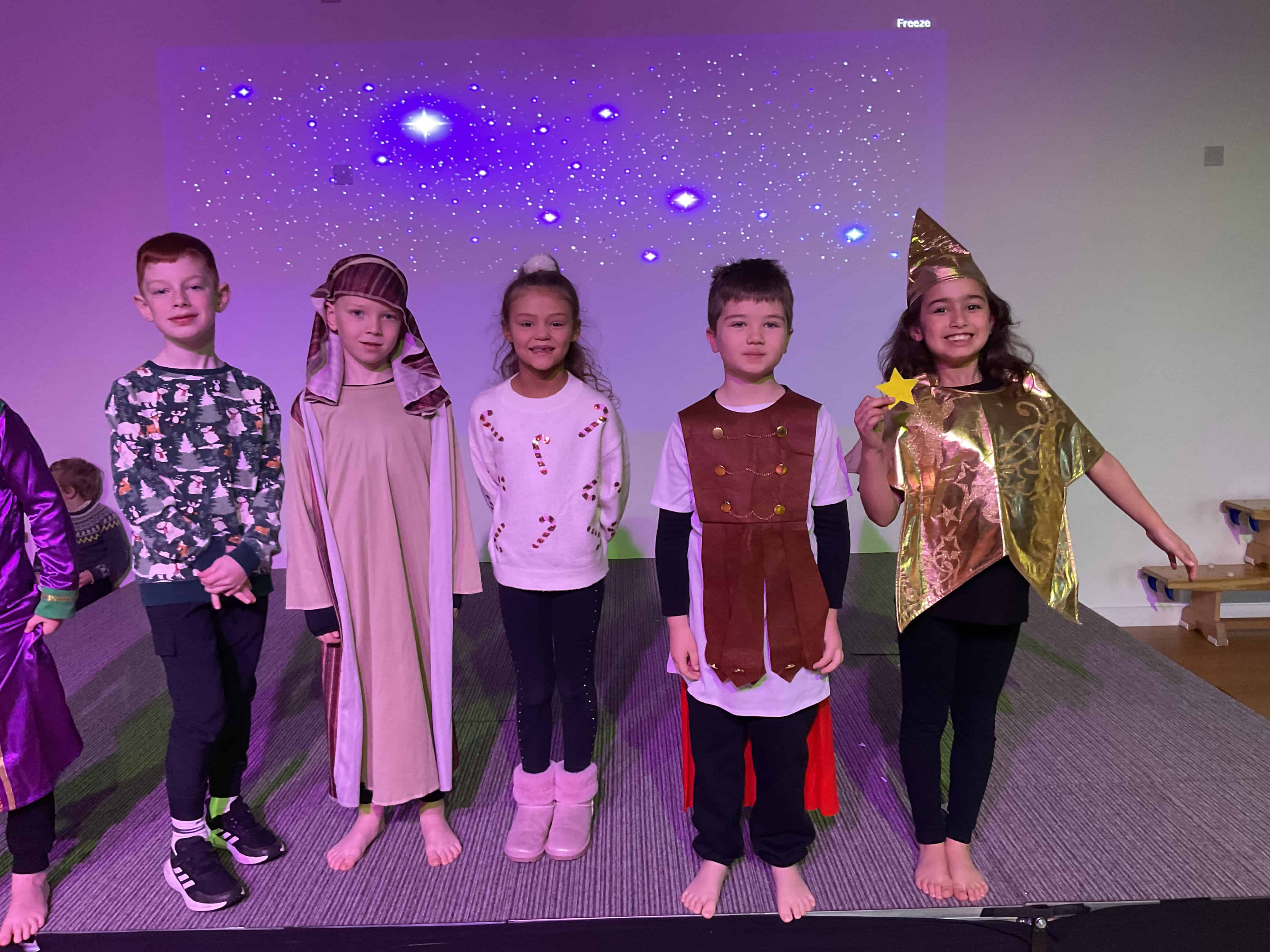 Image of pupils in nativity costumes